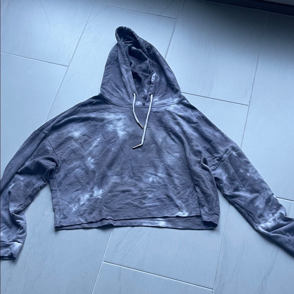 Aqua Charcoal Tie-Dye Women's Hoodie Sweater